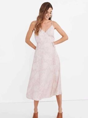Madewell (Re)Sourced Crepe Cami Wrap Dress in Pindot Blooms Small